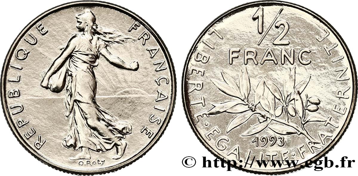 1/2 franc Semeuse, BU (Brillant Universel), frappe médaille 1993 Pessac F.198/35 ST 