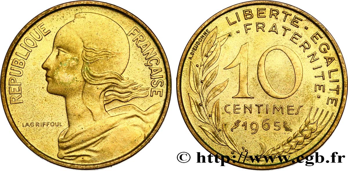 10 centimes Marianne 1965 Paris F.144/5 SPL 