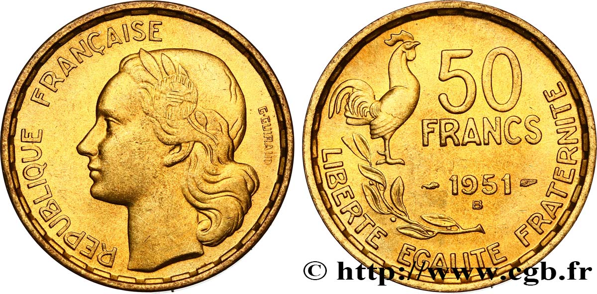 50 francs Guiraud 1951 Beaumont-Le-Roger F.425/6 SUP55 
