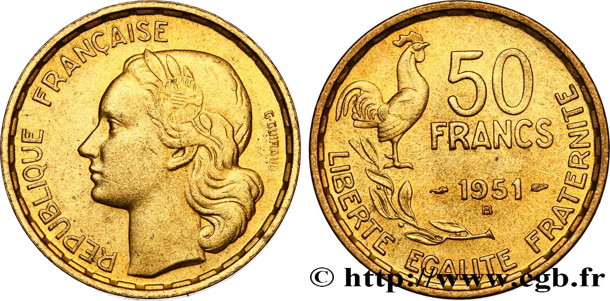 50 francs Guiraud 1951 Beaumont-Le-Roger F.425/6 TTB52 