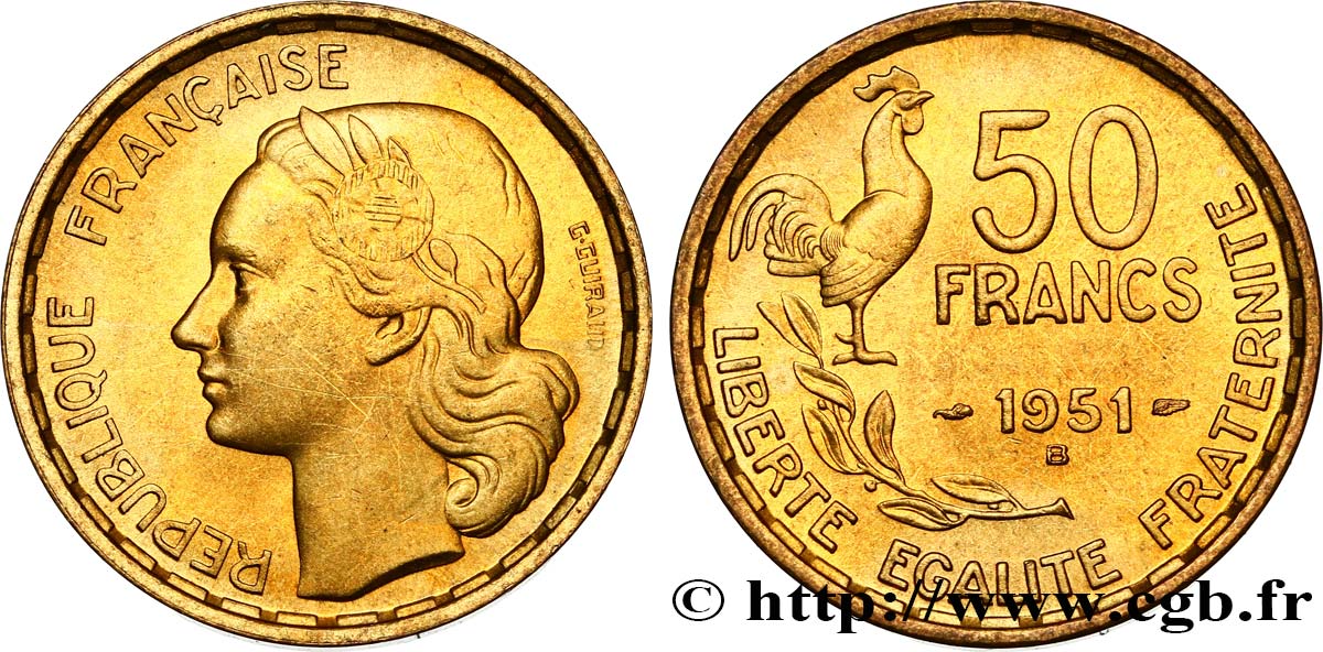 50 francs Guiraud 1951 Beaumont-Le-Roger F.425/6 AU55 