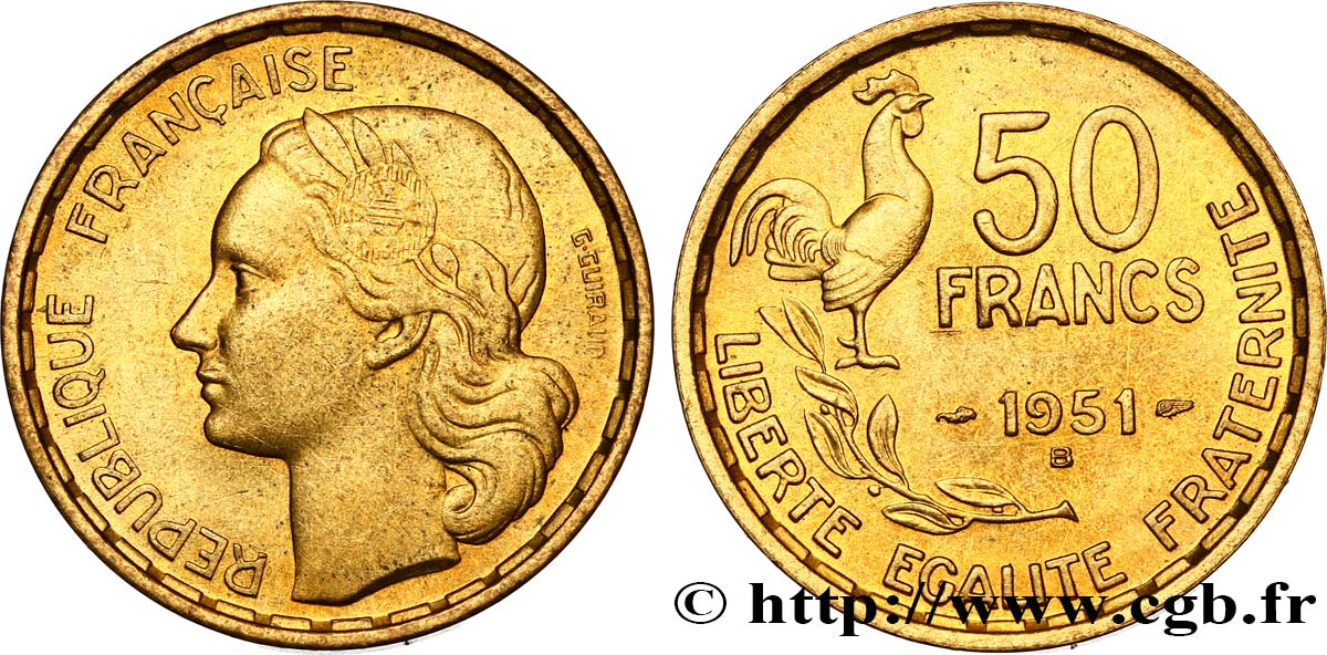 50 francs Guiraud 1951 Beaumont-Le-Roger F.425/6 SUP55 