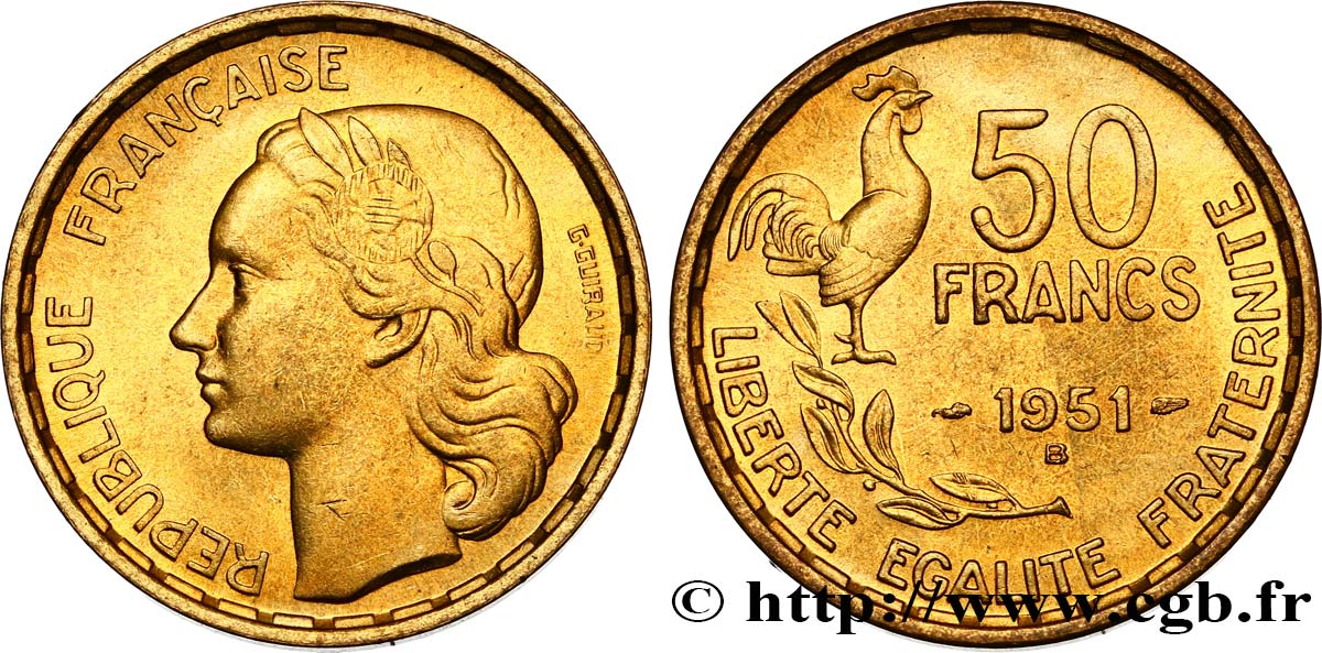 50 francs Guiraud 1951 Beaumont-Le-Roger F.425/6 AU58 