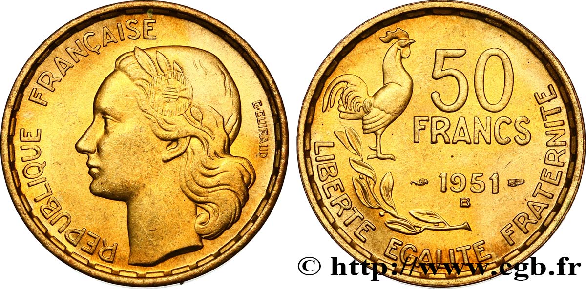 50 francs Guiraud 1951 Beaumont-Le-Roger F.425/6 AU58 