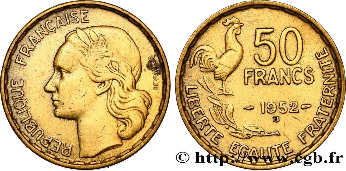 50 francs Guiraud 1952 Beaumont-Le-Roger F.425/9 TTB 