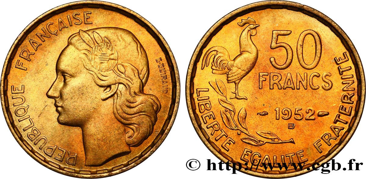 50 francs Guiraud 1952 Beaumont-Le-Roger F.425/9 EBC55 