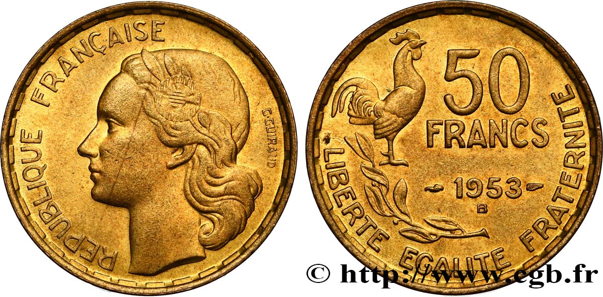50 francs Guiraud 1953 Beaumont-Le-Roger F.425/11 EBC58 