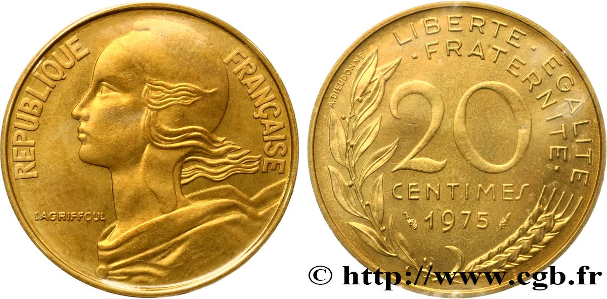20 centimes Marianne 1975 Pessac F.156/15 MS68 
