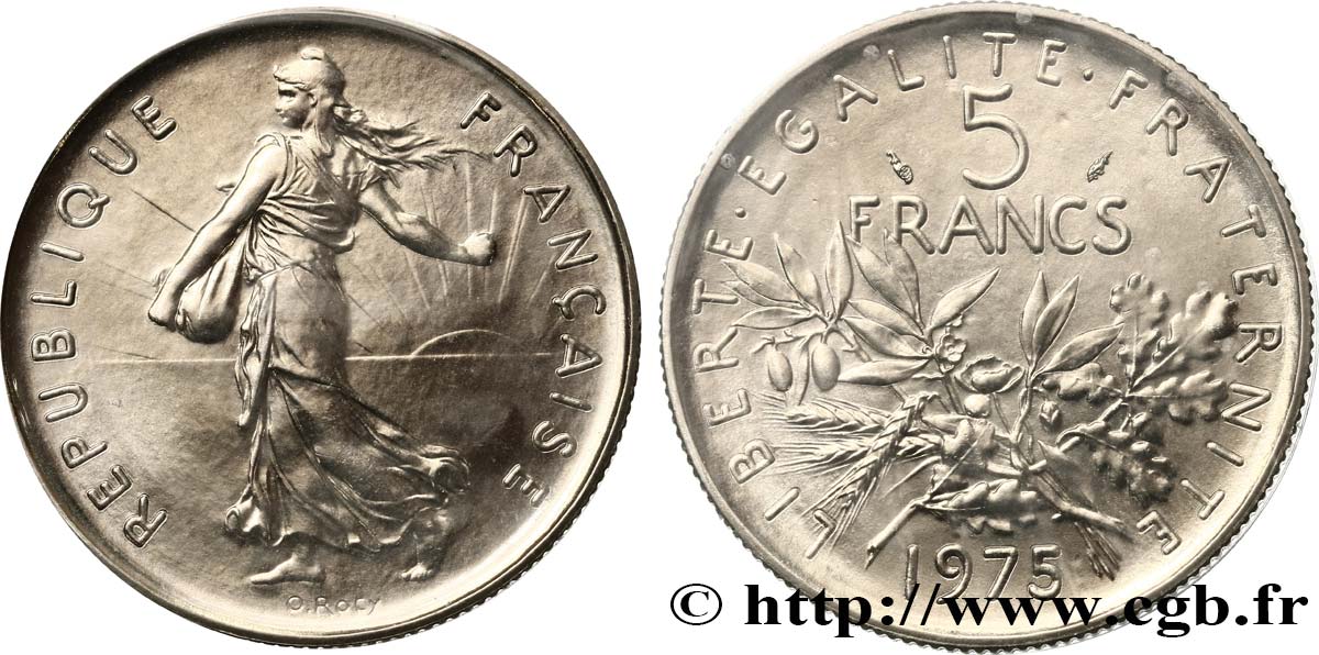 5 francs Semeuse, nickel 1975 Paris F.341/7 ST 