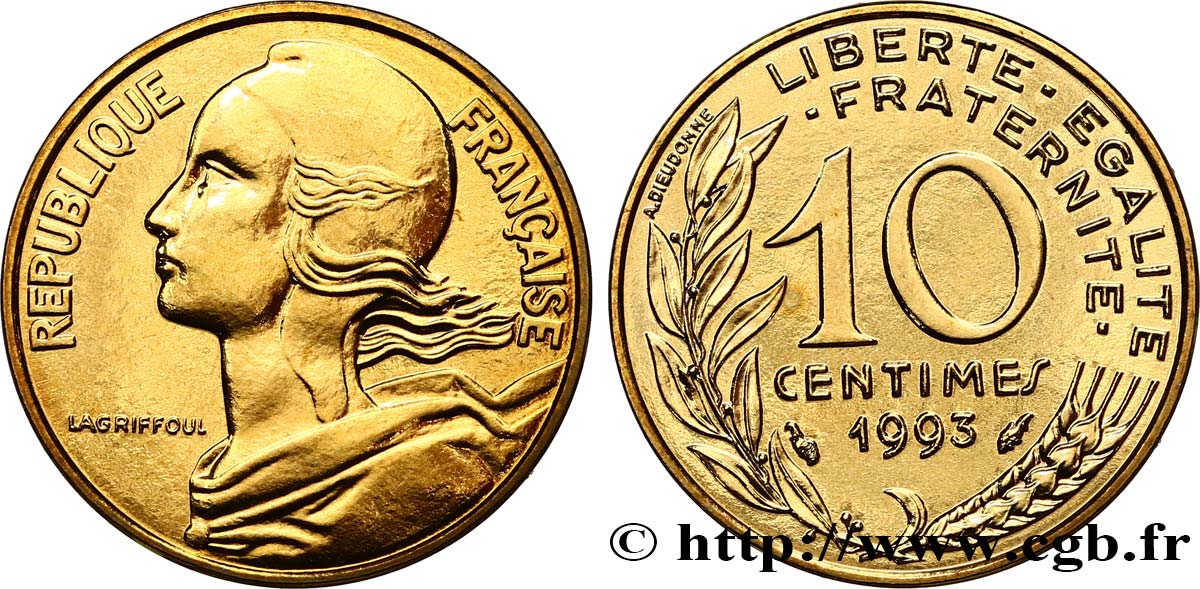10 centimes Marianne, BU (Brillant Universel), frappe médaille 1993 Pessac F.144/36 MS 