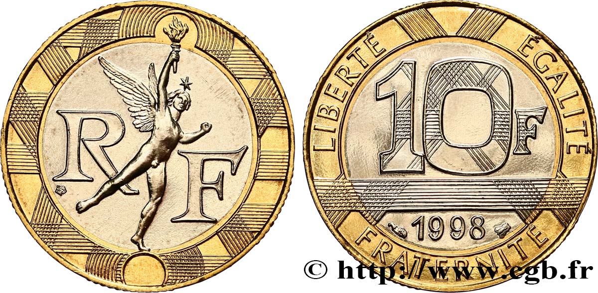 10 francs Génie de la Bastille, BU (Brillant Universel) 1998 Pessac F.375/15 MS 