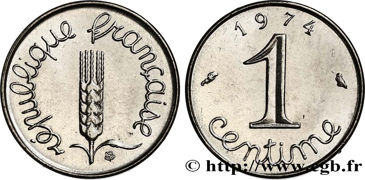 1 centime Épi, avec rebord 1974 Pessac F.106/26 SUP58 
