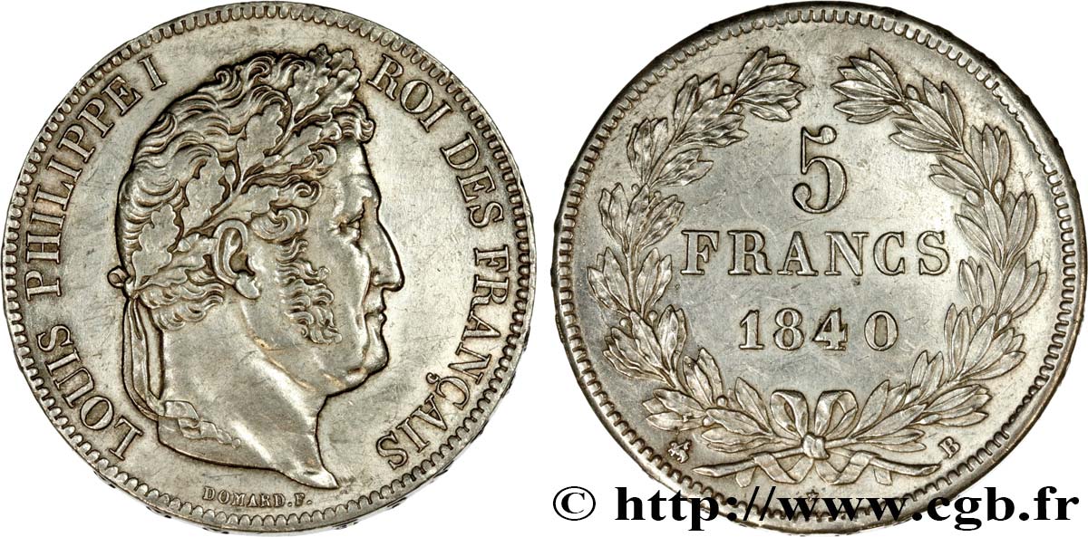 5 francs IIe type Domard 1840 Rouen F.324/84 AU 