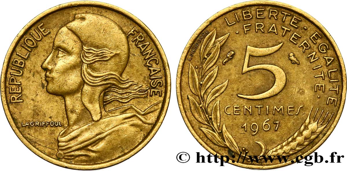 5 centimes Marianne 1967 Paris F.125/3 BC35 