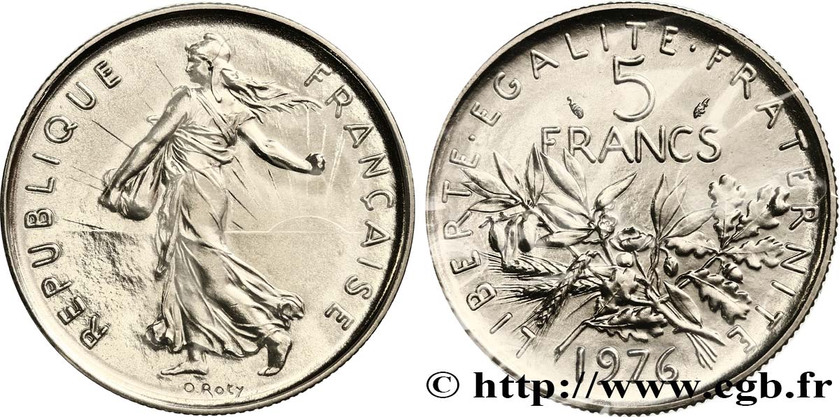 5 francs Semeuse, nickel 1976 Pessac F.341/8 MS 