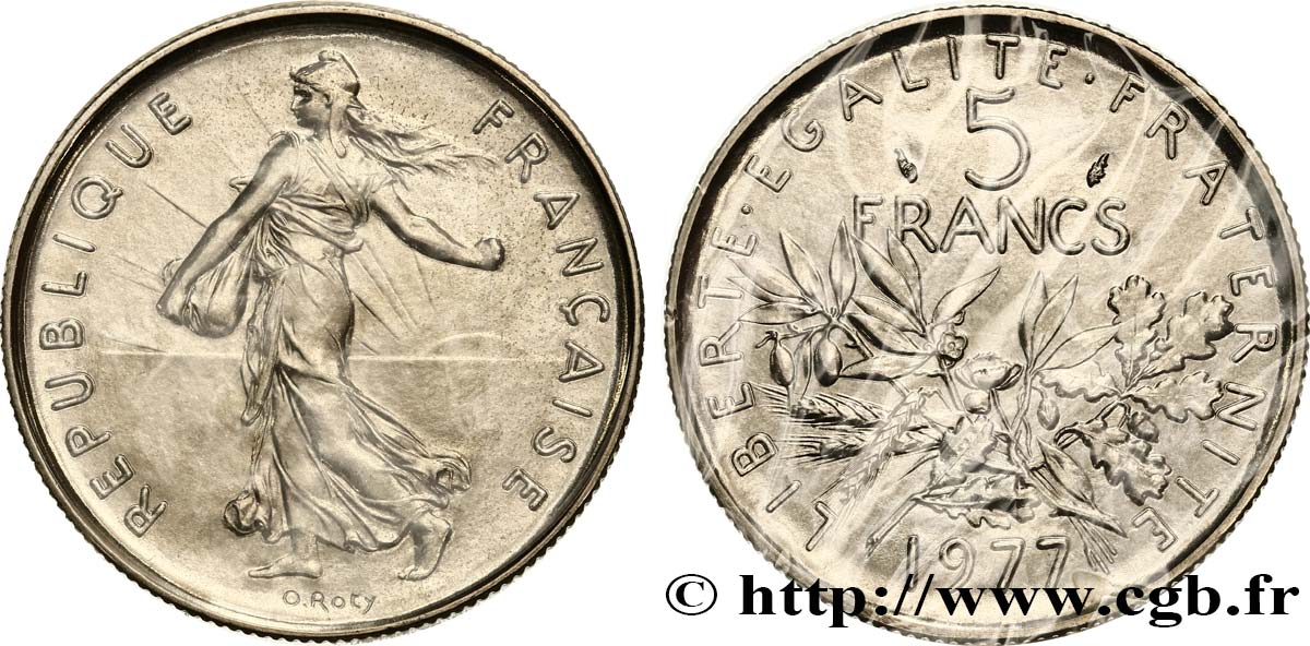 5 francs Semeuse, nickel 1977 Pessac F.341/9 MS 