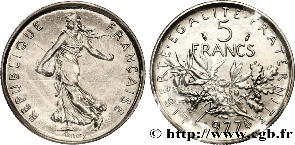 5 francs Semeuse, nickel 1977 Pessac F.341/9 ST 