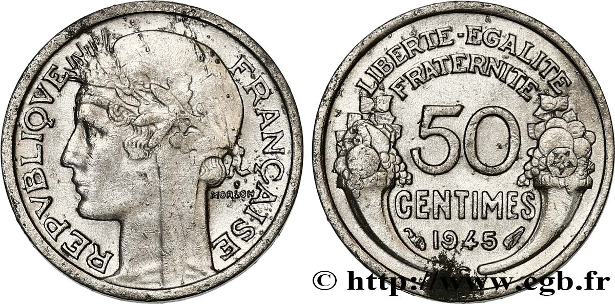 50 centimes Morlon, légère 1945 Castelsarrasin F.194/7 SS 