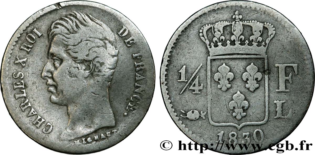 1/4 franc Charles X 1830 Bayonne F.164/41 BC 