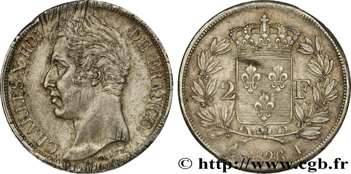2 francs Charles X 1826 Limoges F.258/17 MBC53 