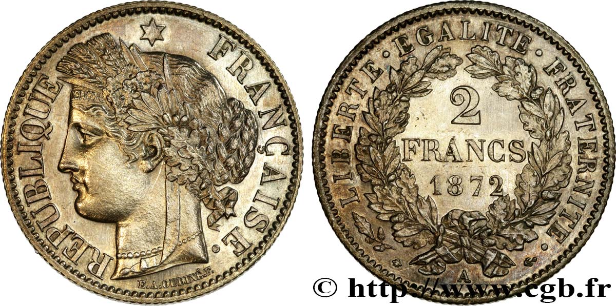 2 francs Cérès, avec légende 1872 Paris F.265/8 SUP+ 