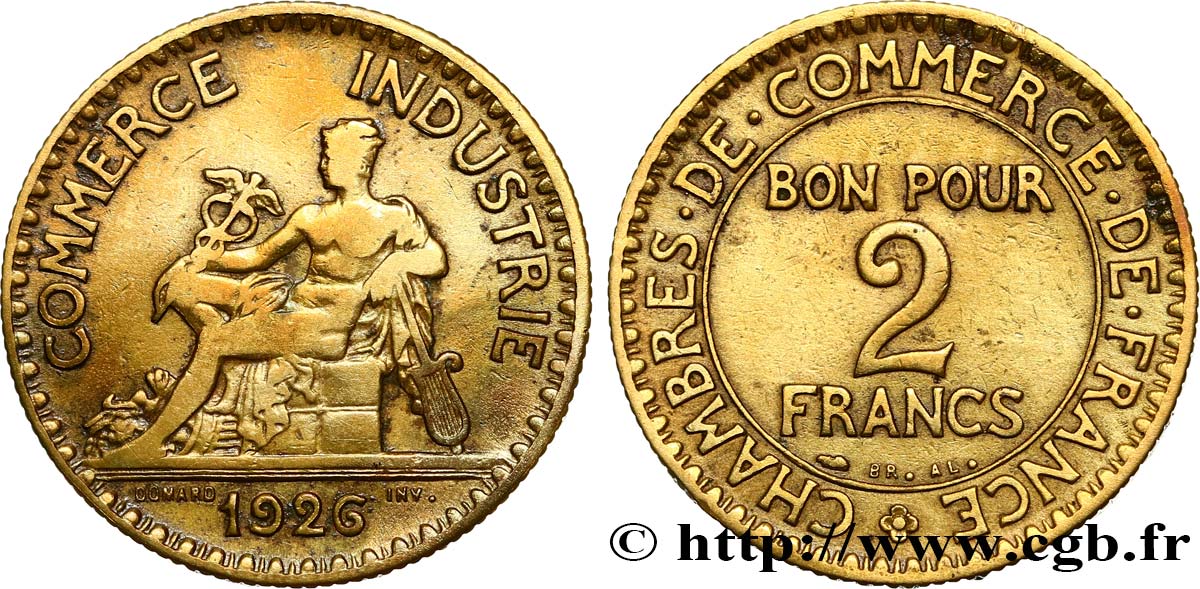 2 francs Chambres de Commerce 1926  F.267/8 VF25 