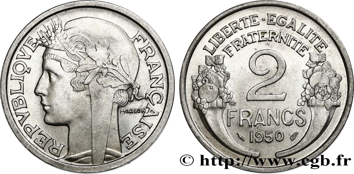 2 francs Morlon, aluminium 1950  F.269/16 SUP62 