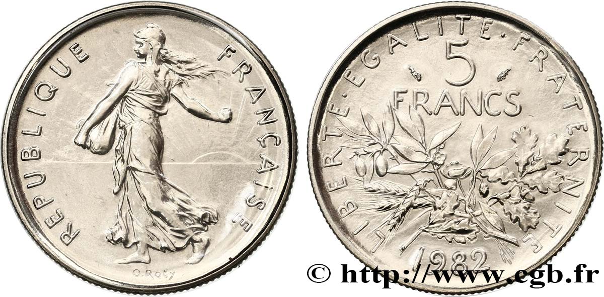 5 francs Semeuse, nickel 1982 Pessac F.341/14 FDC 
