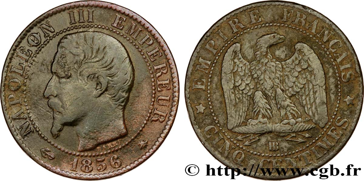 Cinq centimes Napoléon III, tête nue 1856 Strasbourg F.116/32 MB25 