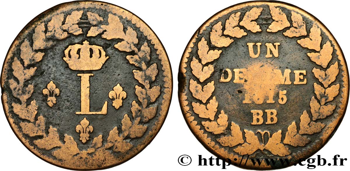 Un décime à l’L couronnée 1815  Strasbourg F.132A/2 VG10 