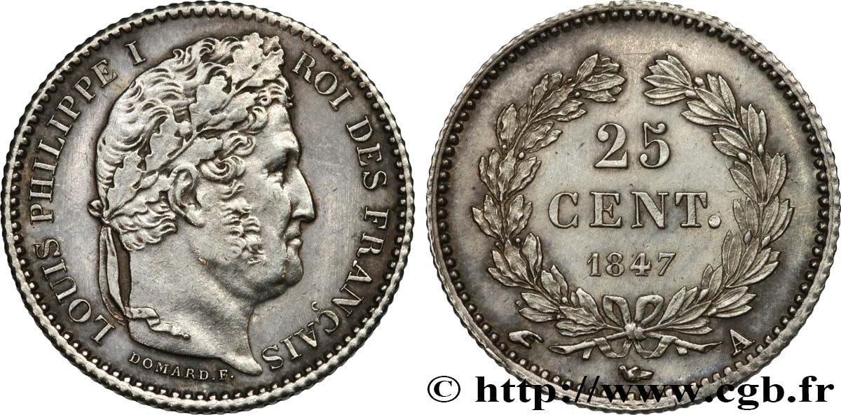 25 centimes Louis-Philippe 1847 Paris F.167/9 MS62 