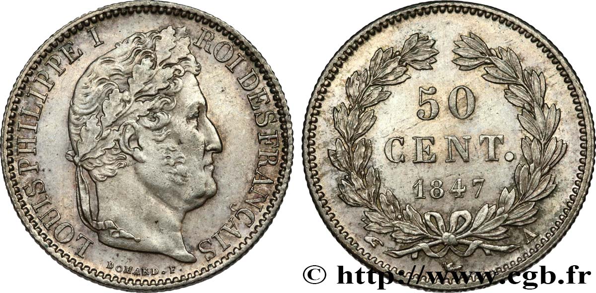 50 centimes Louis-Philippe 1847 Paris F.183/13 MS60 