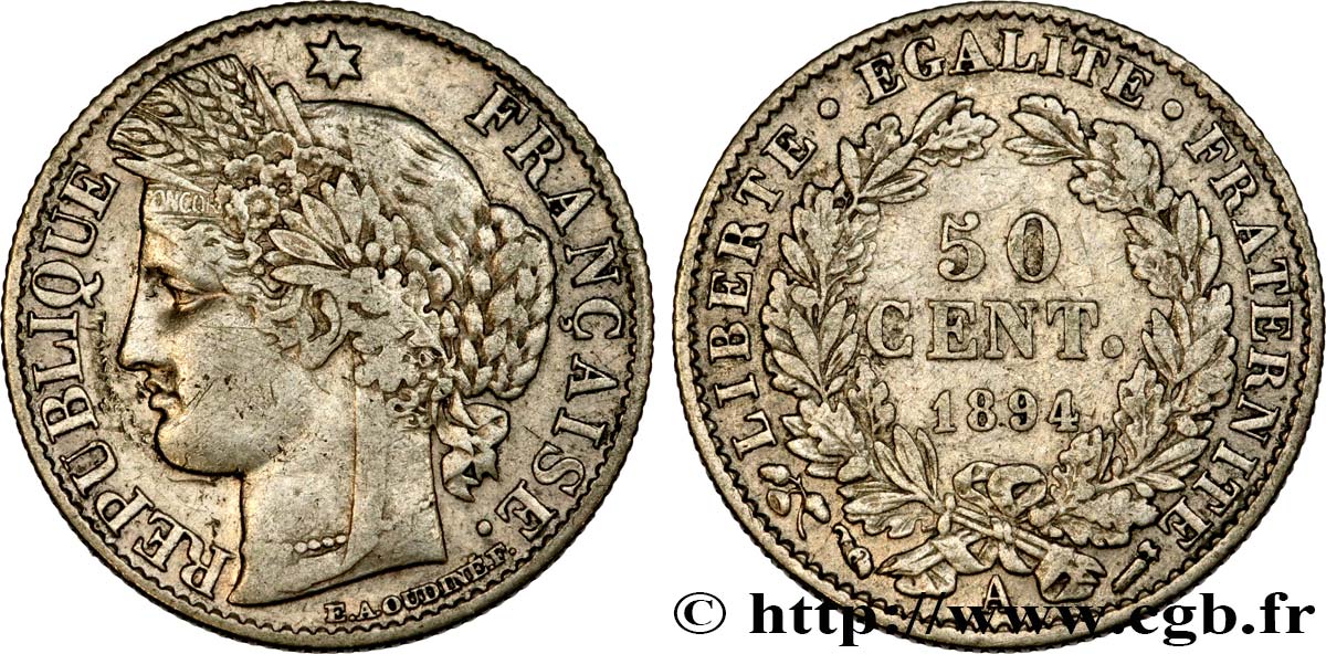 50 centimes Cérès, Troisième République 1894 Paris F.189/15 BC35 