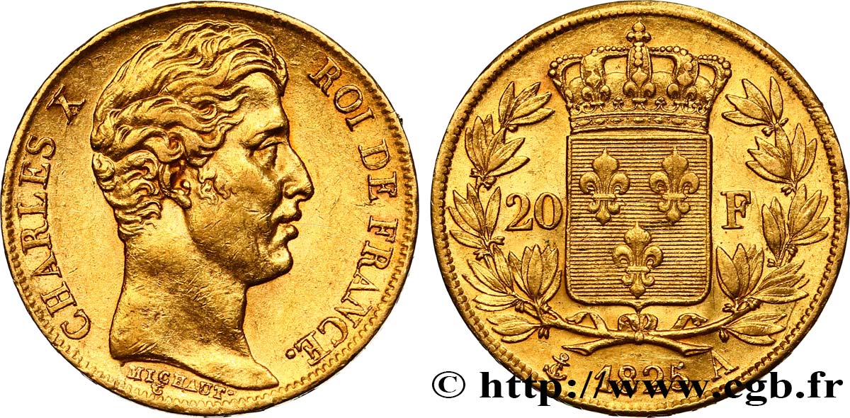 20 francs or Charles X 1825 Paris F.520/1 SS52 