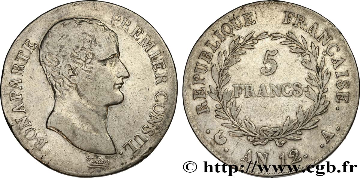 5 francs Bonaparte Premier Consul 1804 Paris F.301/9 BC25 