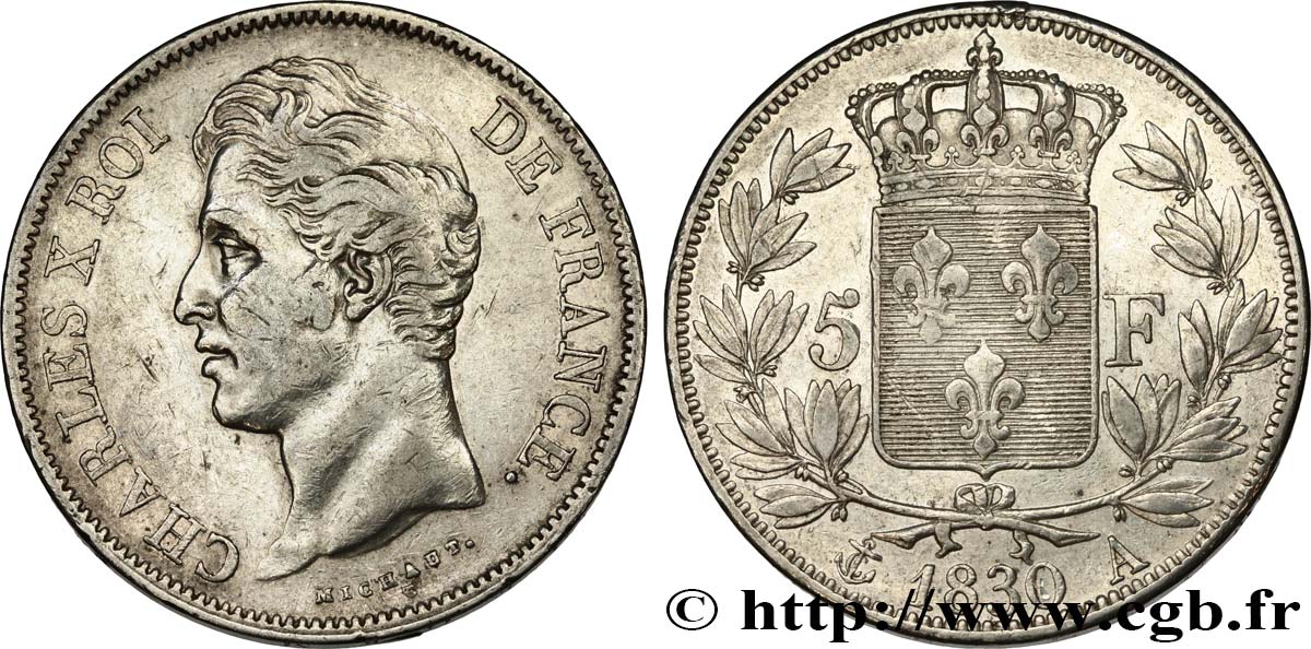 5 francs Charles X, 2e type 1830 Paris F.311/40 XF42 