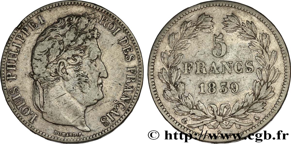 5 francs, IIe type Domard 1839 Paris F.324/75 BC35 