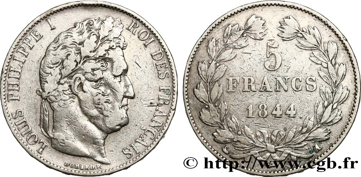 5 francs IIIe type Domard 1844 Paris F.325/1 VF25 