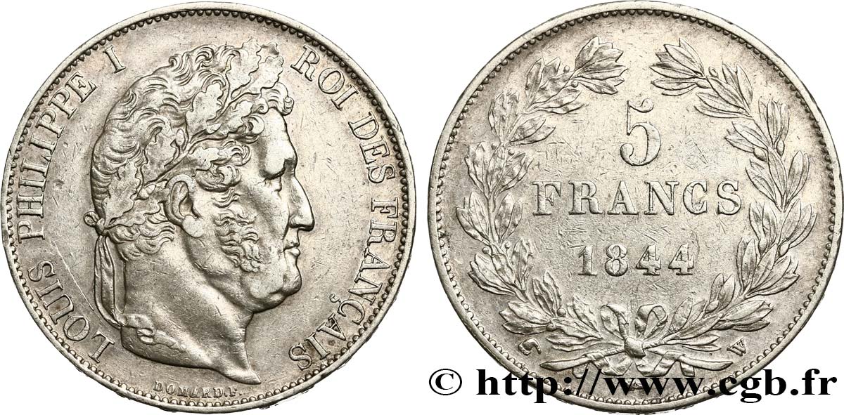 5 francs IIIe type Domard 1844 Lille F.325/5 TTB45 