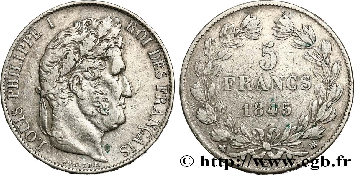 5 francs IIIe type Domard 1845 Strasbourg F.325/7 TB35 