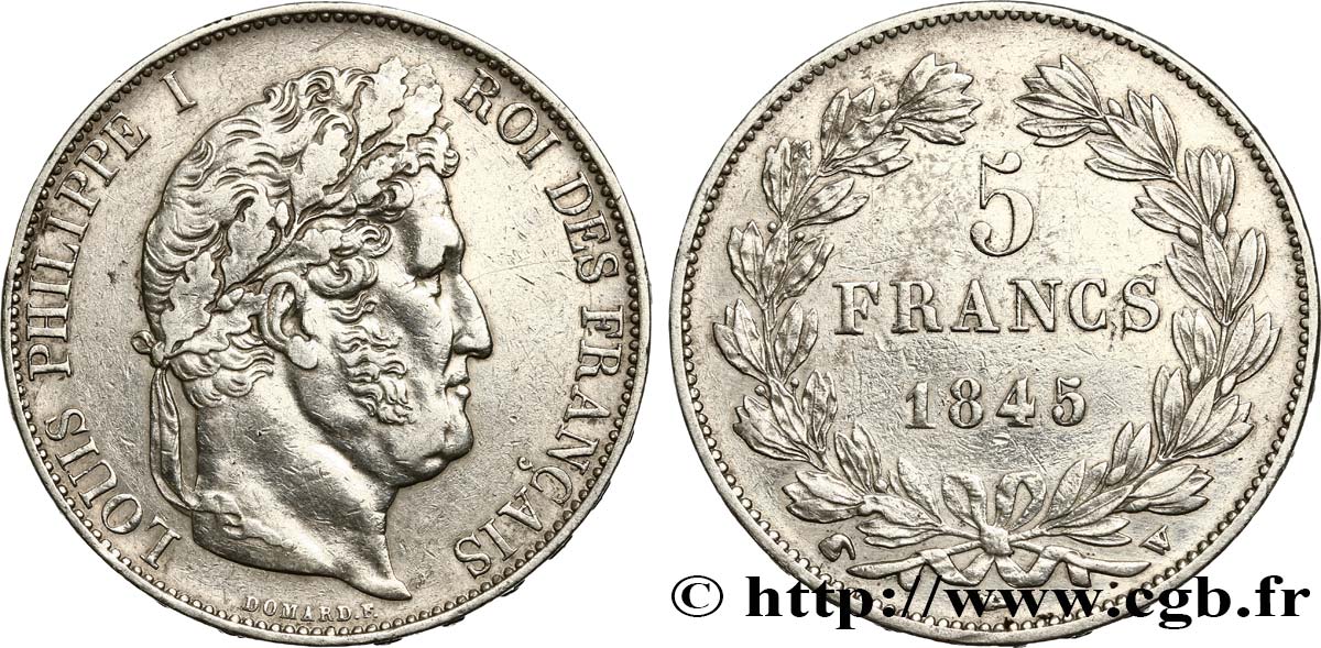 5 francs IIIe type Domard 1845 Lille F.325/9 XF45 