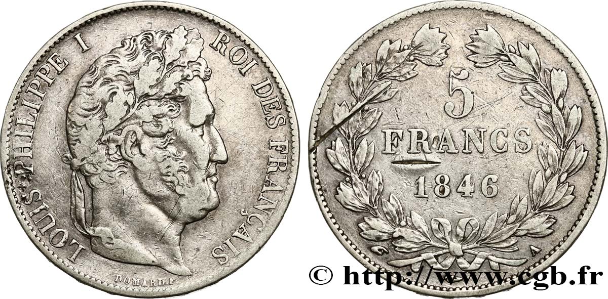 5 francs IIIe type Domard 1846 Paris F.325/10 BC 