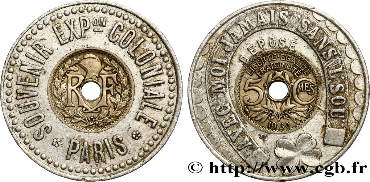 5 centimes Lindauer, petit module, souvenir de l’exposition coloniale 1930 Paris F.122/13 var. XF 