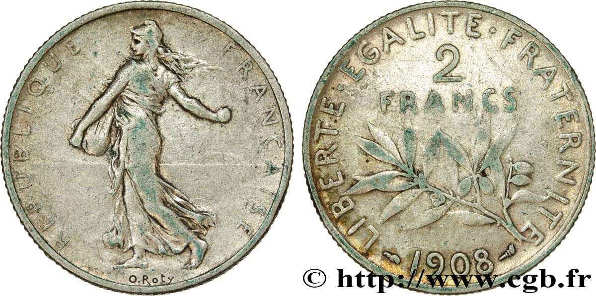 2 francs Semeuse 1908  F.266/10 MB20 