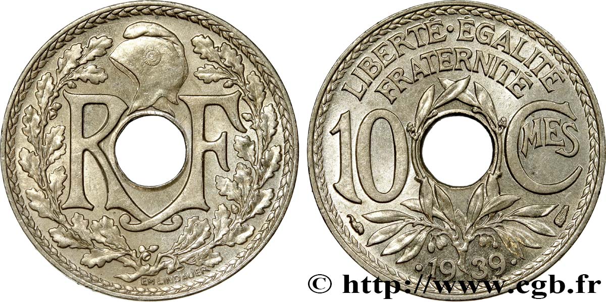 10 centimes Lindauer, maillechort 1939  F.139/3 MS63 