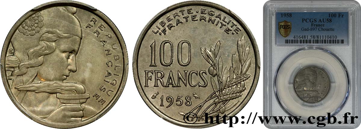 100 francs Cochet, chouette 1958  F.450/13 SUP58 PCGS