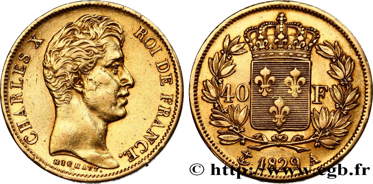 40 francs or Charles X, 2e type 1829 Paris F.544/4 TTB45 