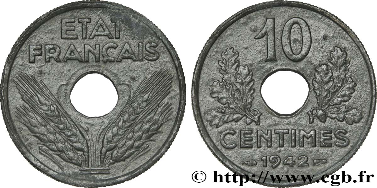 10 centimes Etat français grand module  1942  F.141/4 SS45 
