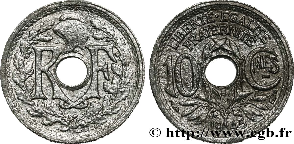 10 centimes Lindauer, petit module 1945 Beaumont-Le-Roger F.143/3 AU58 