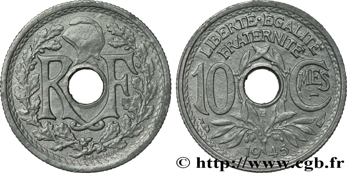 10 centimes Lindauer, petit module 1945 Beaumont-Le-Roger F.143/3 AU58 